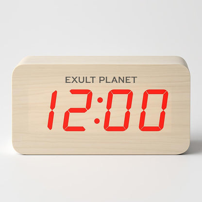 Eco-Friendly Wooden Digital Alarm Clock with LED Display