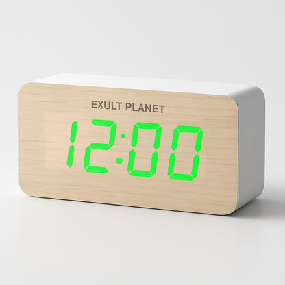 Eco-Friendly Wooden Digital Alarm Clock with LED Display