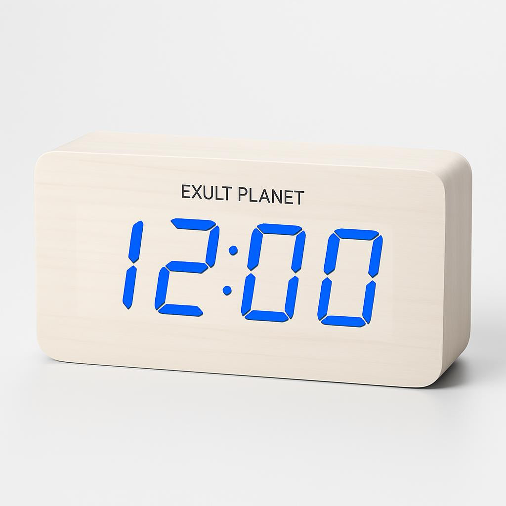 Eco-Friendly Wooden Digital Alarm Clock with LED Display