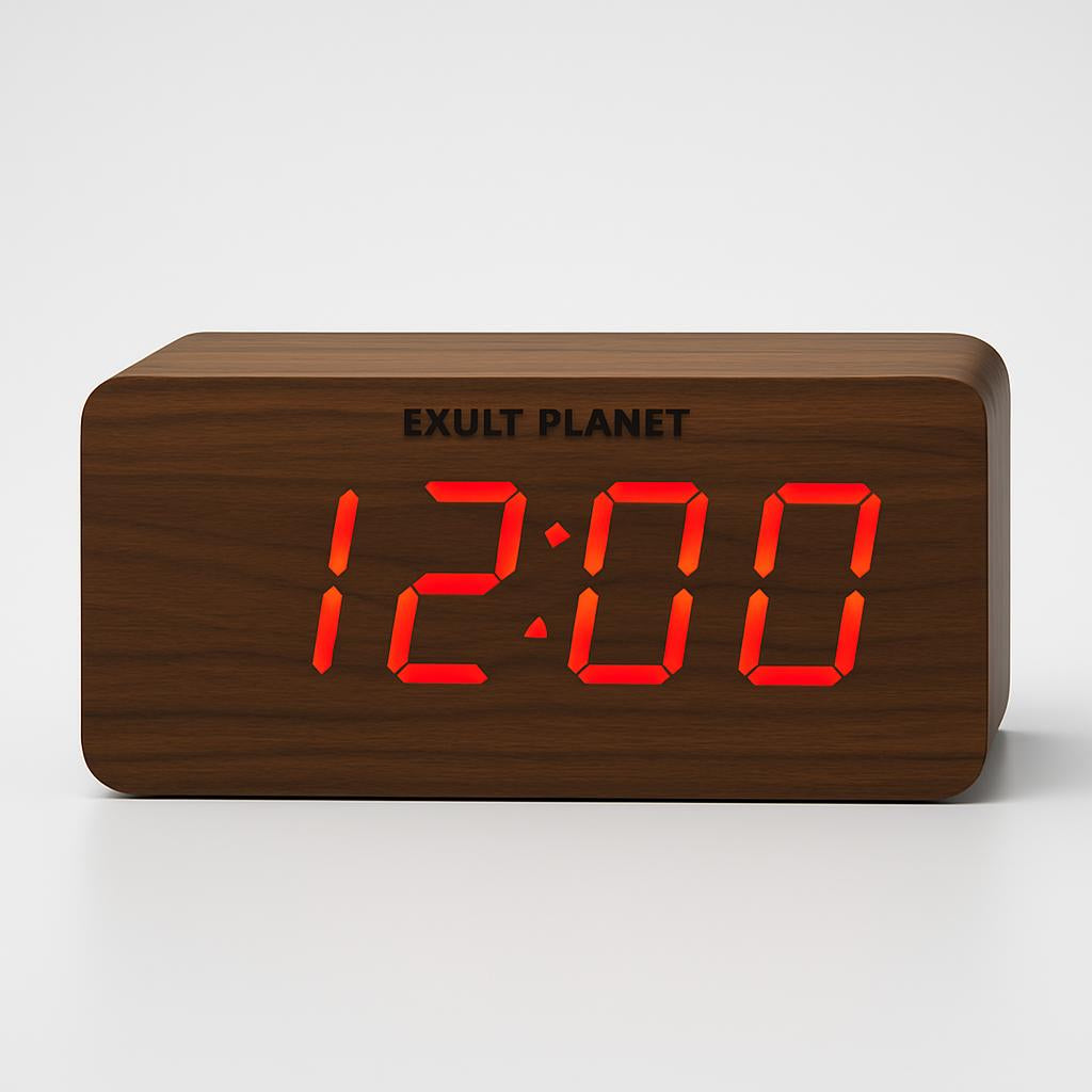 Eco-Friendly Wooden Digital Alarm Clock with LED Display