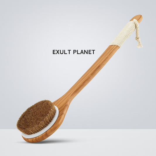 Eco-Friendly Long-Handled Bath Brush with Natural Bristles