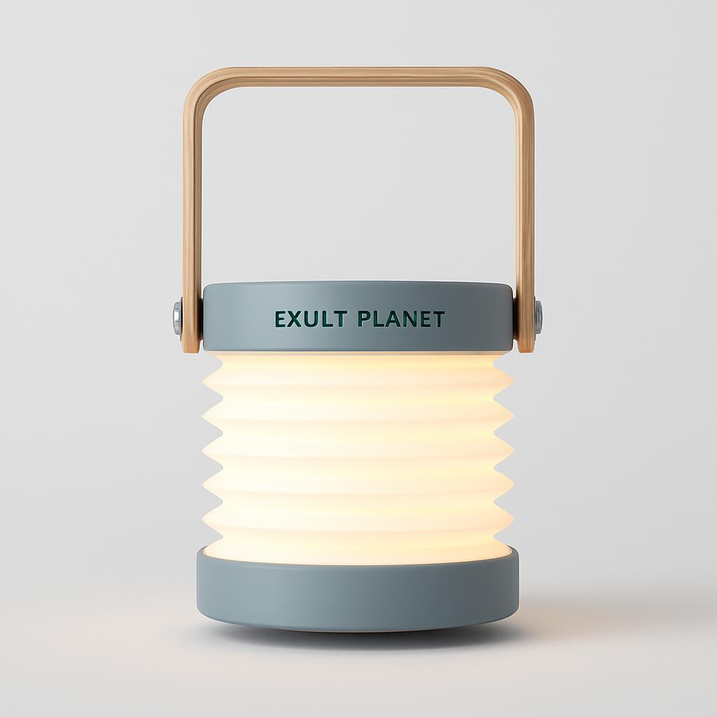 Eco-Friendly Portable Lantern with Wooden Accents