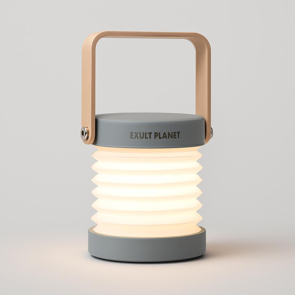 Eco-Friendly Portable Lantern with Wooden Accents
