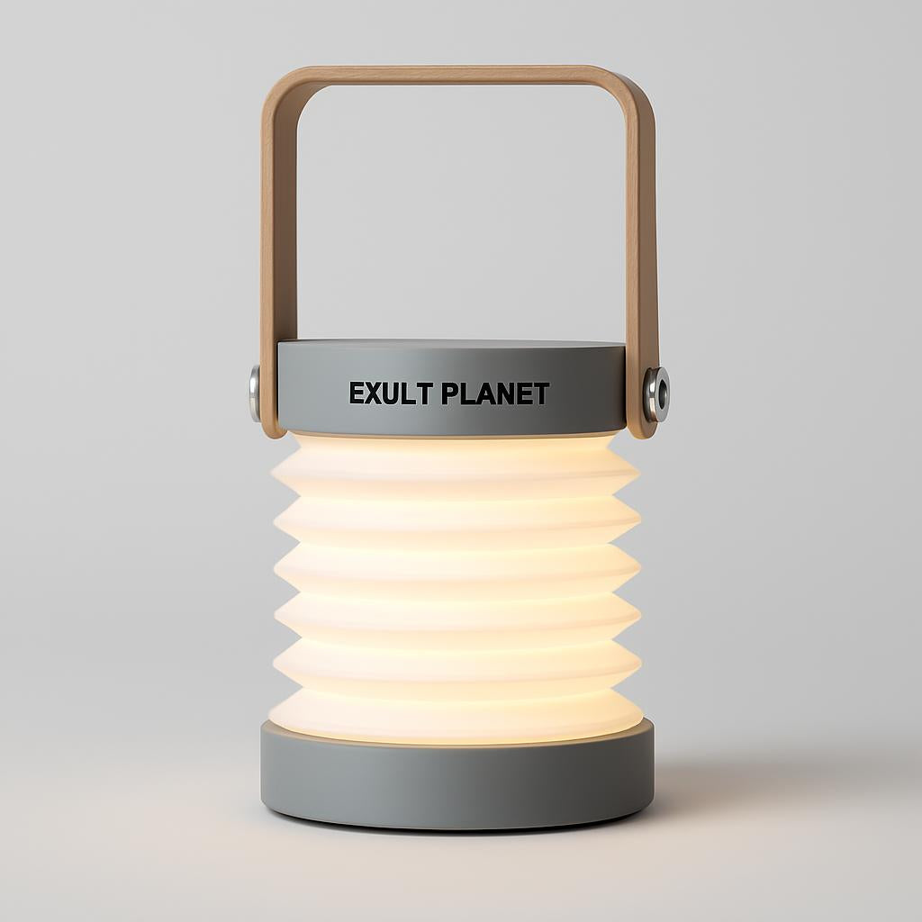Eco-Friendly Portable Lantern with Wooden Accents