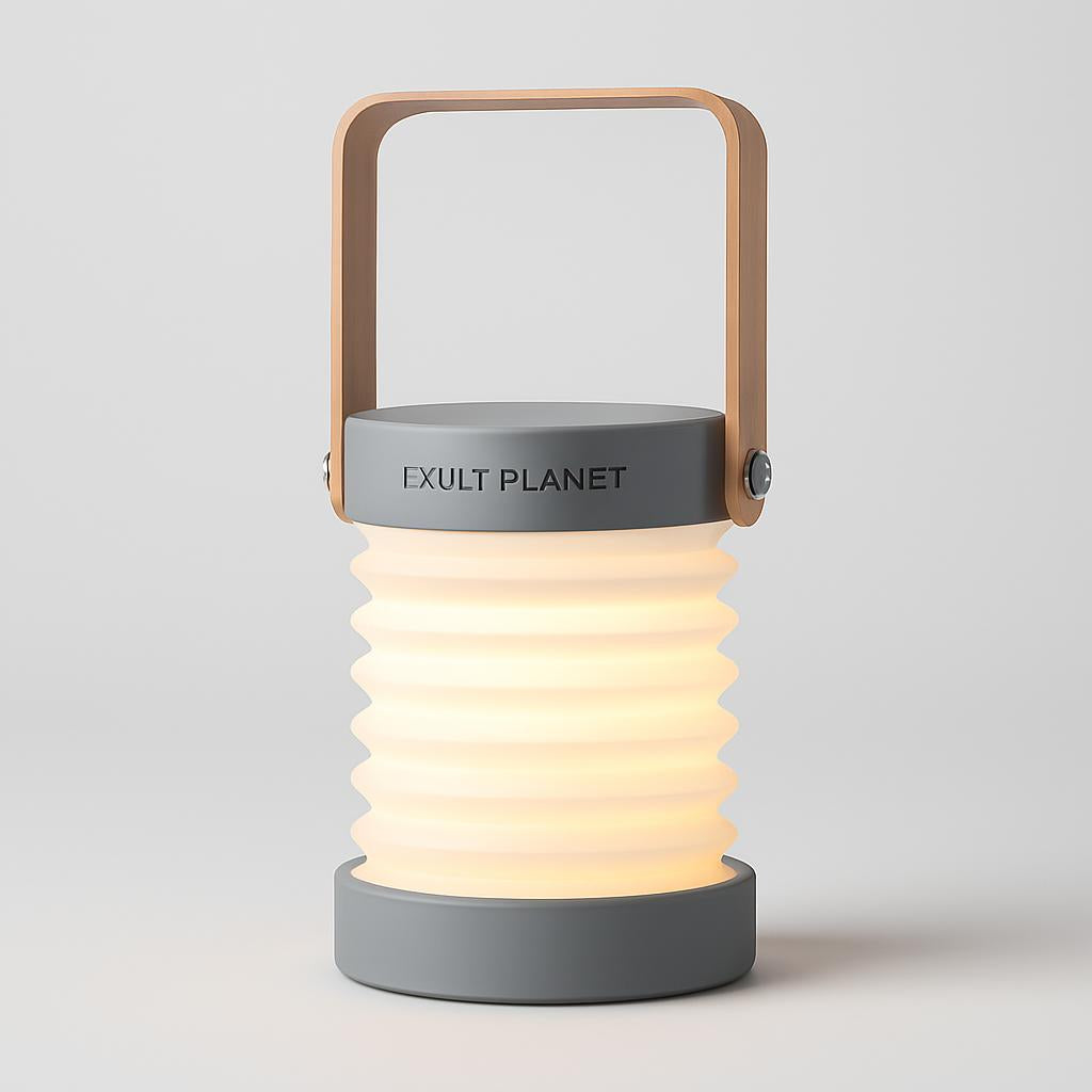 Eco-Friendly Portable Lantern with Wooden Accents