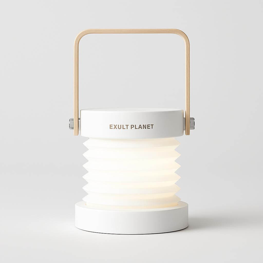 Eco-Friendly Portable Lantern with Wooden Accents