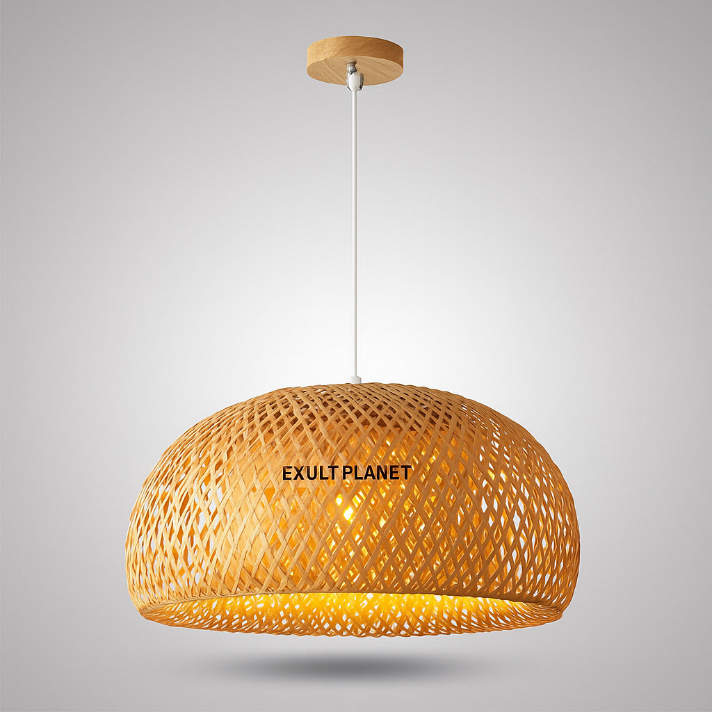 Eco-Friendly Dome-Shaped Bamboo Pendant Light