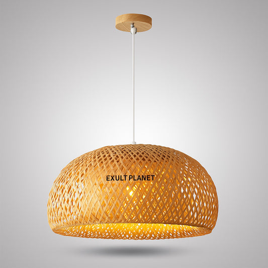 Eco-Friendly Dome-Shaped Bamboo Pendant Light