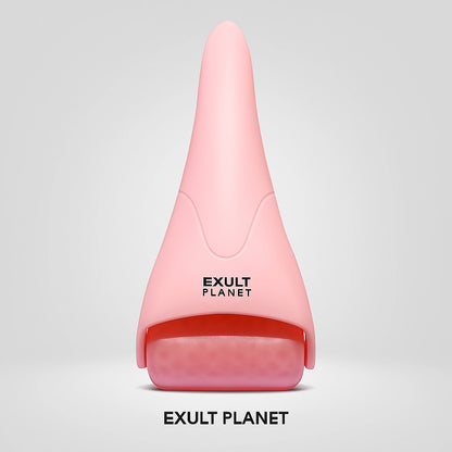 Pink Ergonomic Facial Ice Roller for Skincare and Wellness