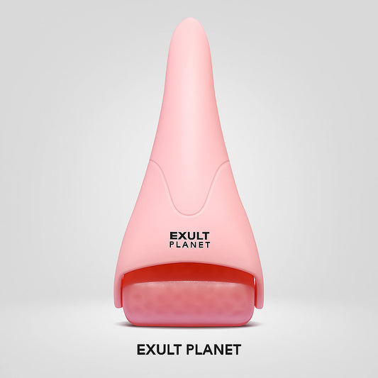 Pink Ergonomic Facial Ice Roller for Skincare and Wellness