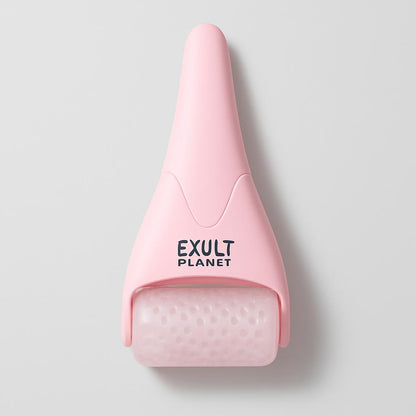 Pink Ergonomic Facial Ice Roller for Skincare and Wellness