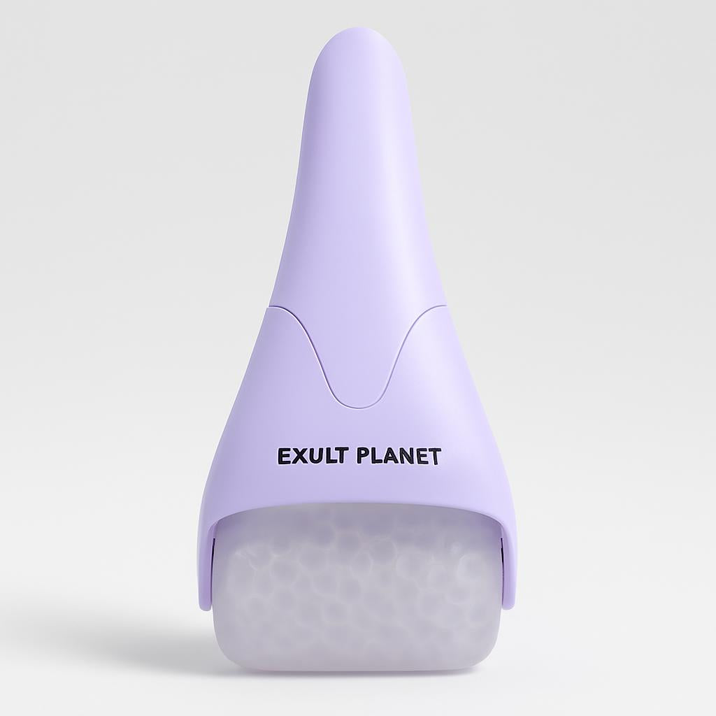 Pink Ergonomic Facial Ice Roller for Skincare and Wellness