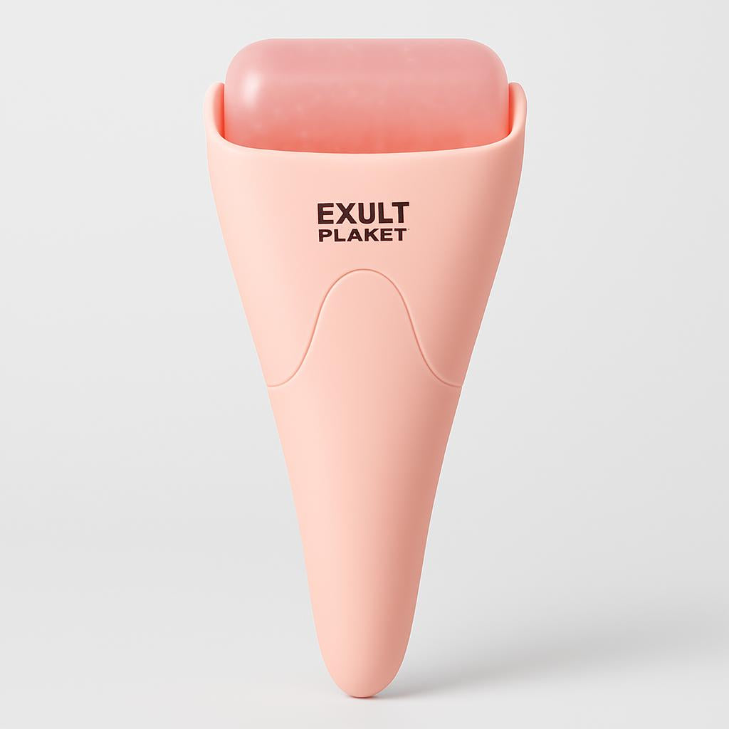 Pink Ergonomic Facial Ice Roller for Skincare and Wellness