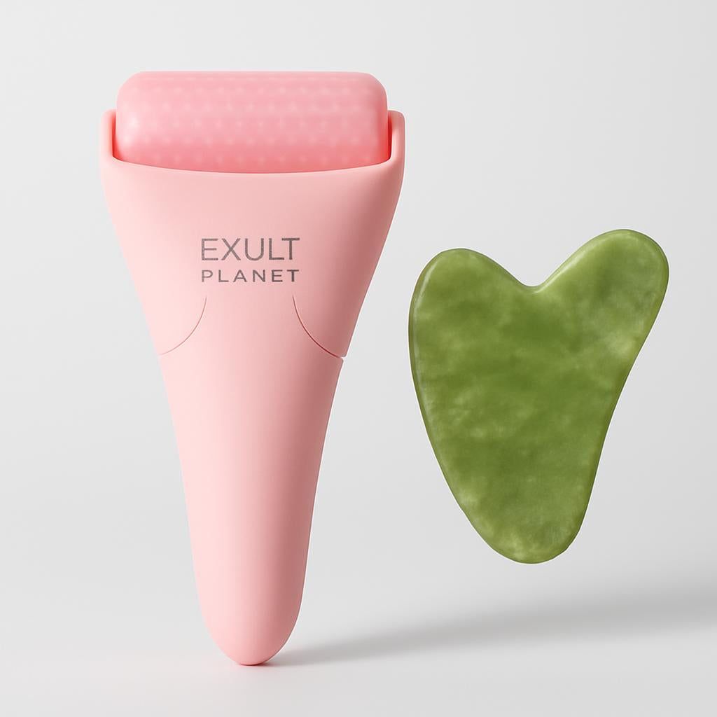 Pink Ergonomic Facial Ice Roller for Skincare and Wellness