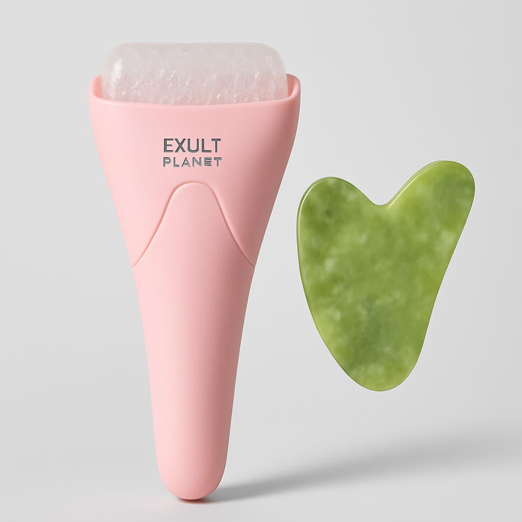 Pink Ergonomic Facial Ice Roller for Skincare and Wellness