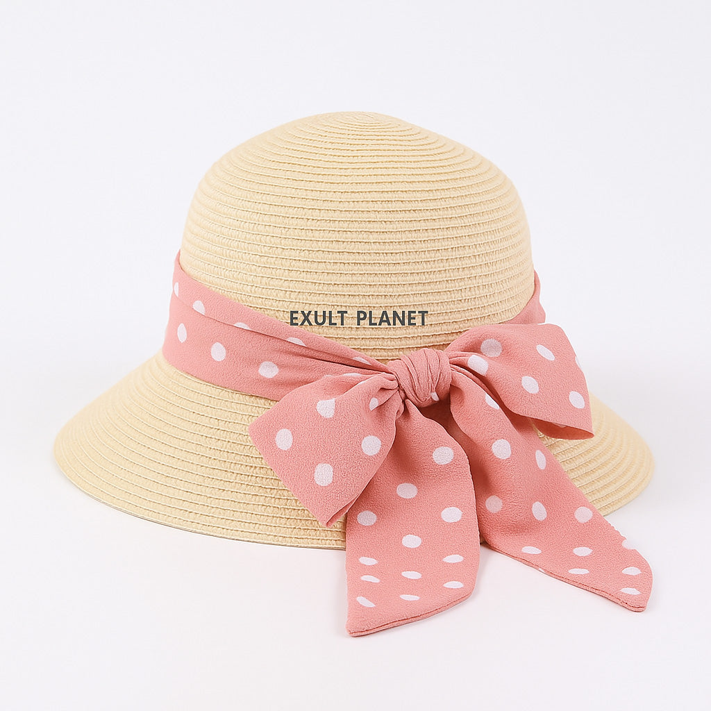 Eco-Friendly Kids Wide-Brimmed Sun Hat with Ribbon Bow
