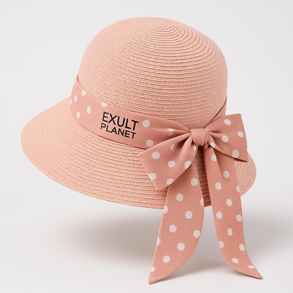 Eco-Friendly Kids Wide-Brimmed Sun Hat with Ribbon Bow