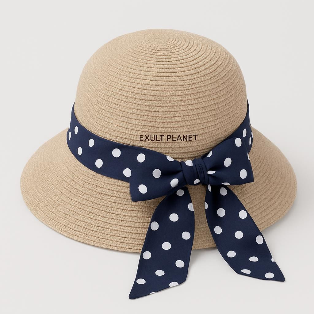 Eco-Friendly Kids Wide-Brimmed Sun Hat with Ribbon Bow