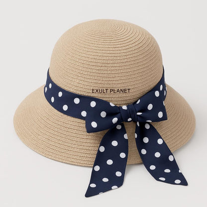Eco-Friendly Kids Wide-Brimmed Sun Hat with Ribbon Bow