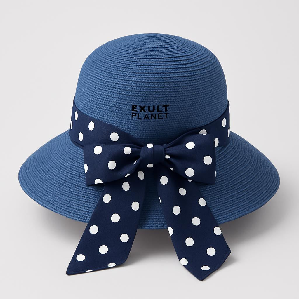 Eco-Friendly Kids Wide-Brimmed Sun Hat with Ribbon Bow