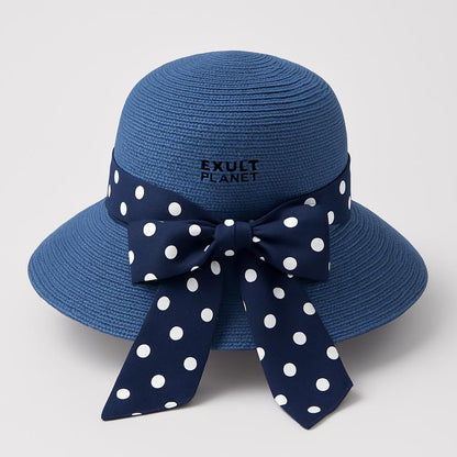 Eco-Friendly Kids Wide-Brimmed Sun Hat with Ribbon Bow