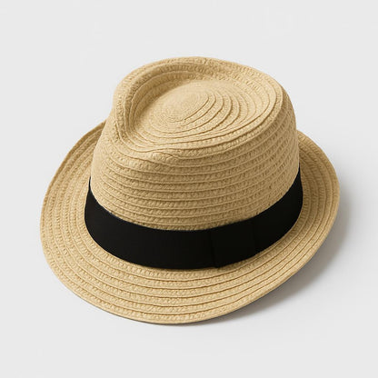 Eco-Friendly Kids Straw Fedora Hat with Black Band