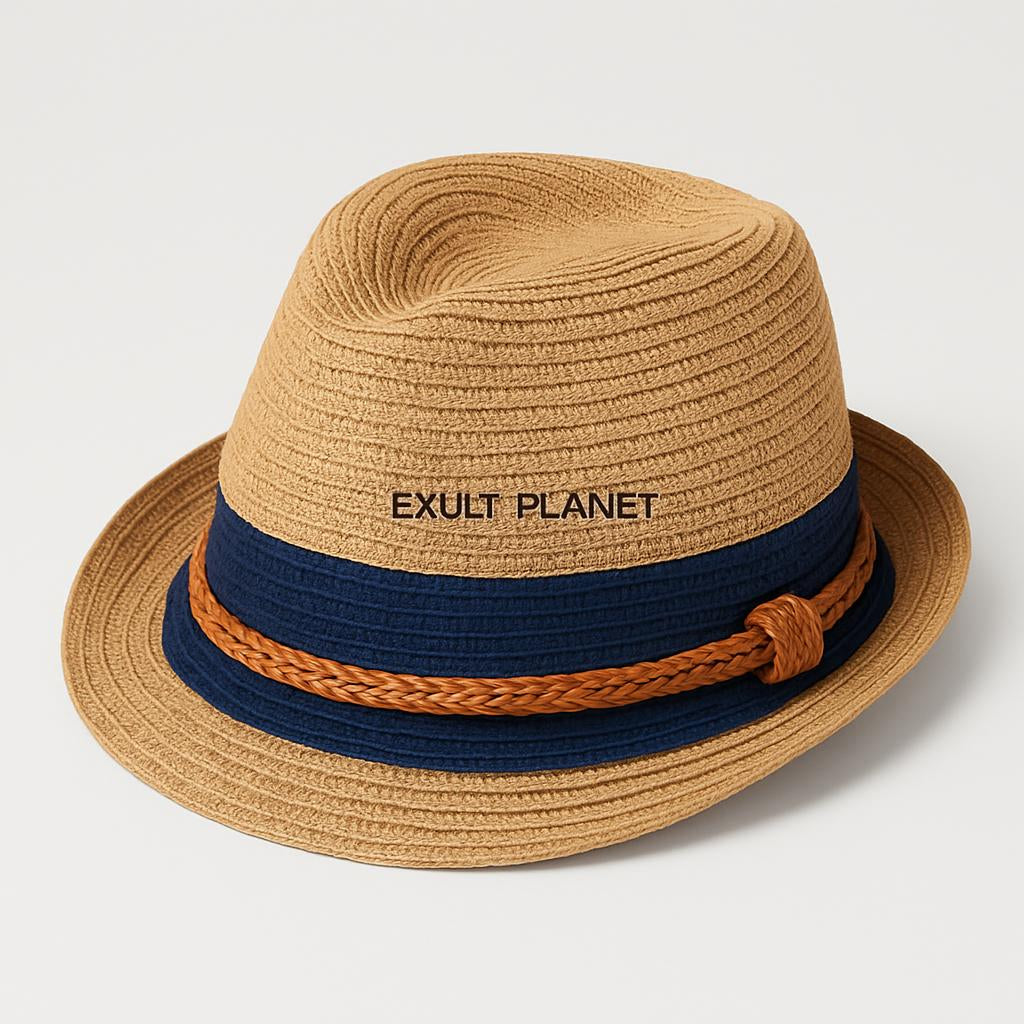 Eco-Friendly Kids Straw Fedora Hat with Black Band