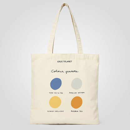 Eco-Friendly Canvas Tote Bag with Multicolored Design