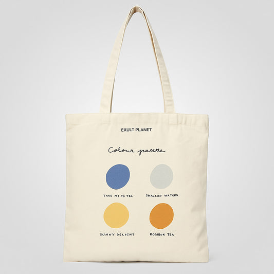 Eco-Friendly Canvas Tote Bag with Multicolored Design