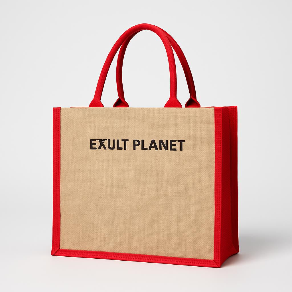 Eco-Friendly Reusable Tote Bag - Natural Beige with Green Trim