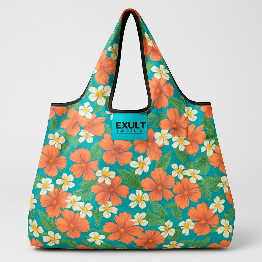 Eco-Friendly Reusable Shopping Bag - Durable Floral Tote for Groceries