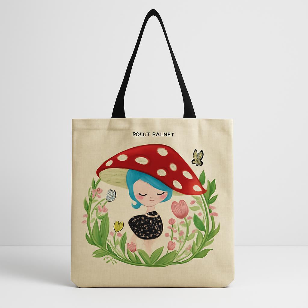 Cartoon Mushroom One Shoulder Reusable Tote Bag