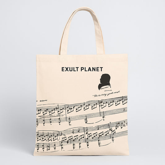Eco-Friendly Cotton Music Bag with Piano Note Tree Bear Design