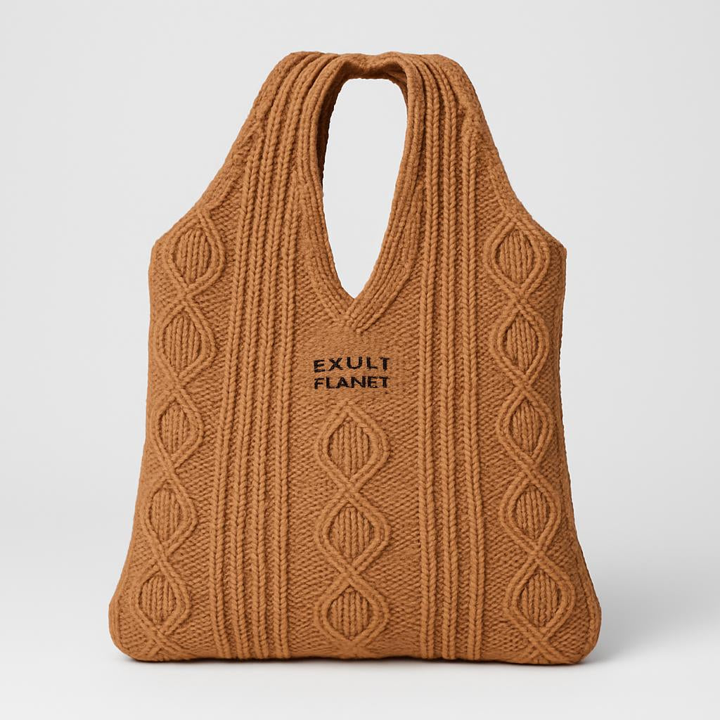 Eco-Chic Retro Knitted Tote Bag