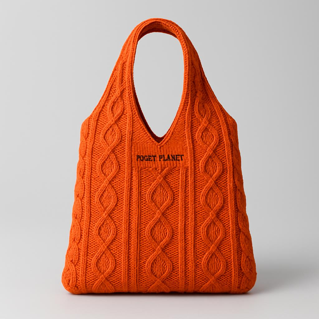 Eco-Chic Retro Knitted Tote Bag