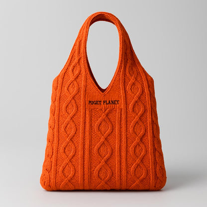 Eco-Chic Retro Knitted Tote Bag