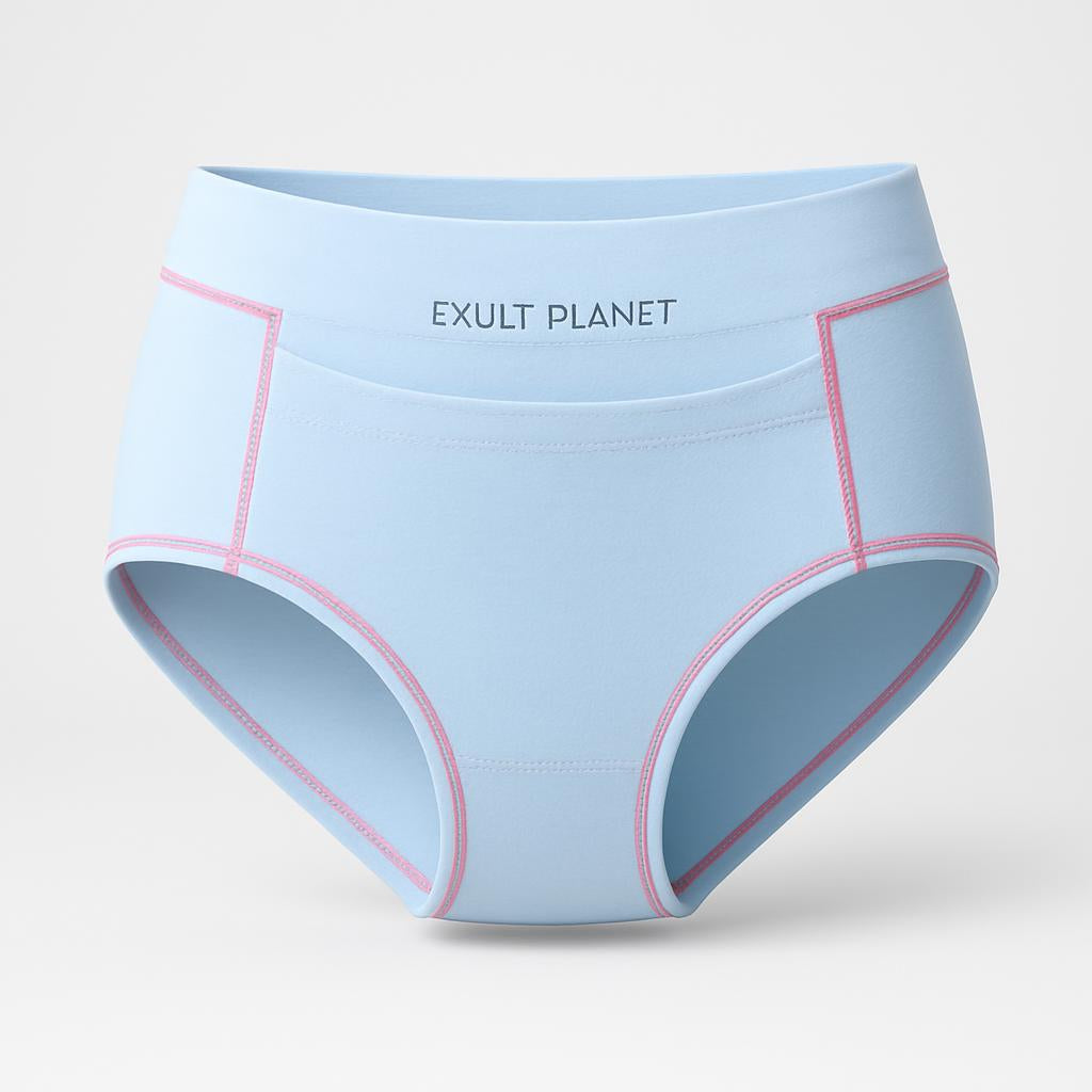 Eco-Friendly Period Pants - Light Blue with Pink Stitching