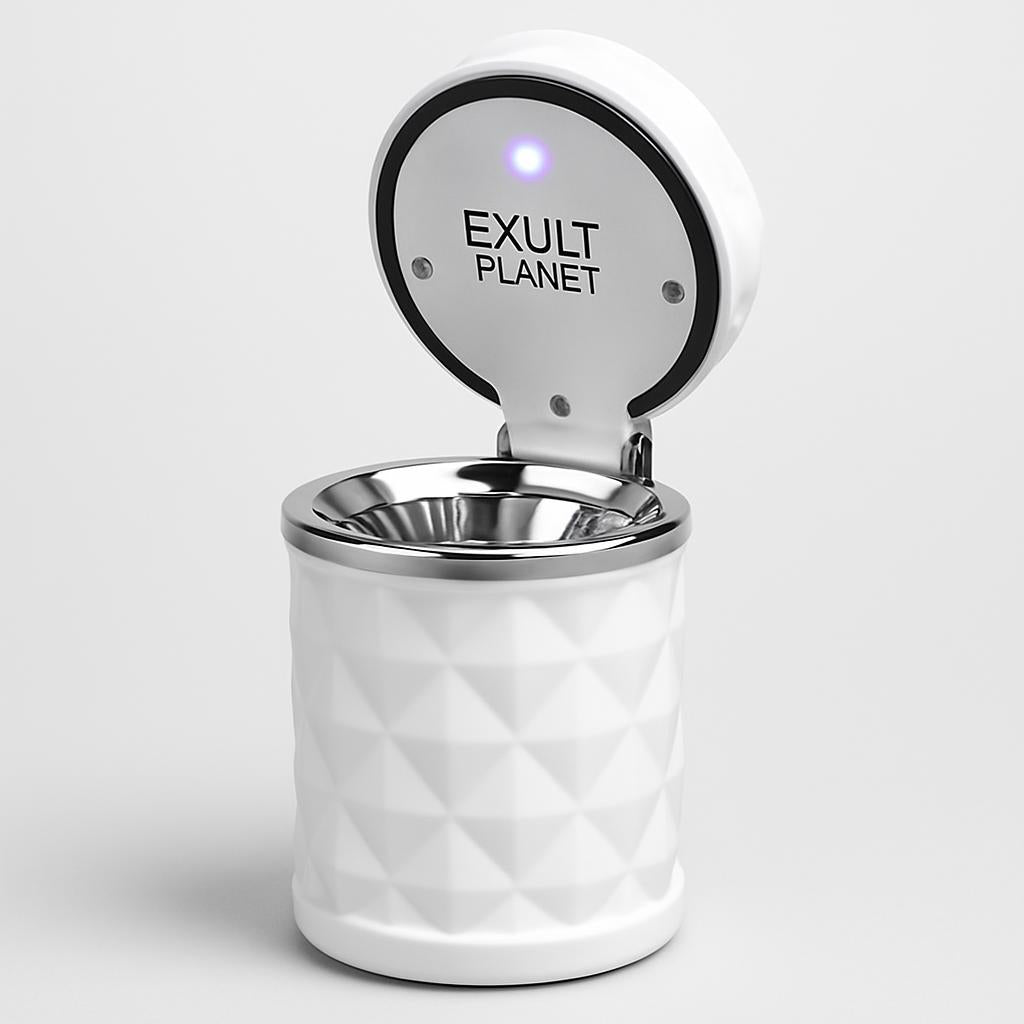 Solar-Powered Windproof Car Ashtray with LED Light