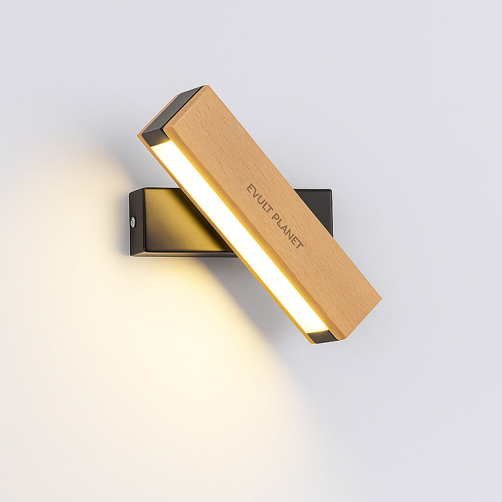 Eco-Friendly Wall-Mounted Light Fixture - Natural Wood & Black Accents