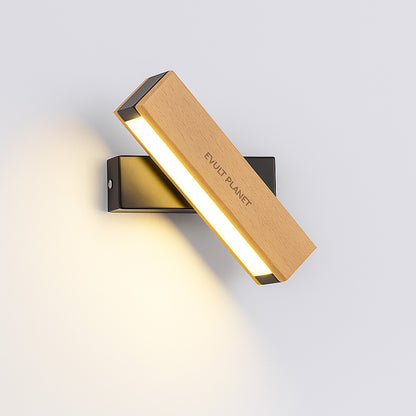 Eco-Friendly Wall-Mounted Light Fixture - Natural Wood & Black Accents