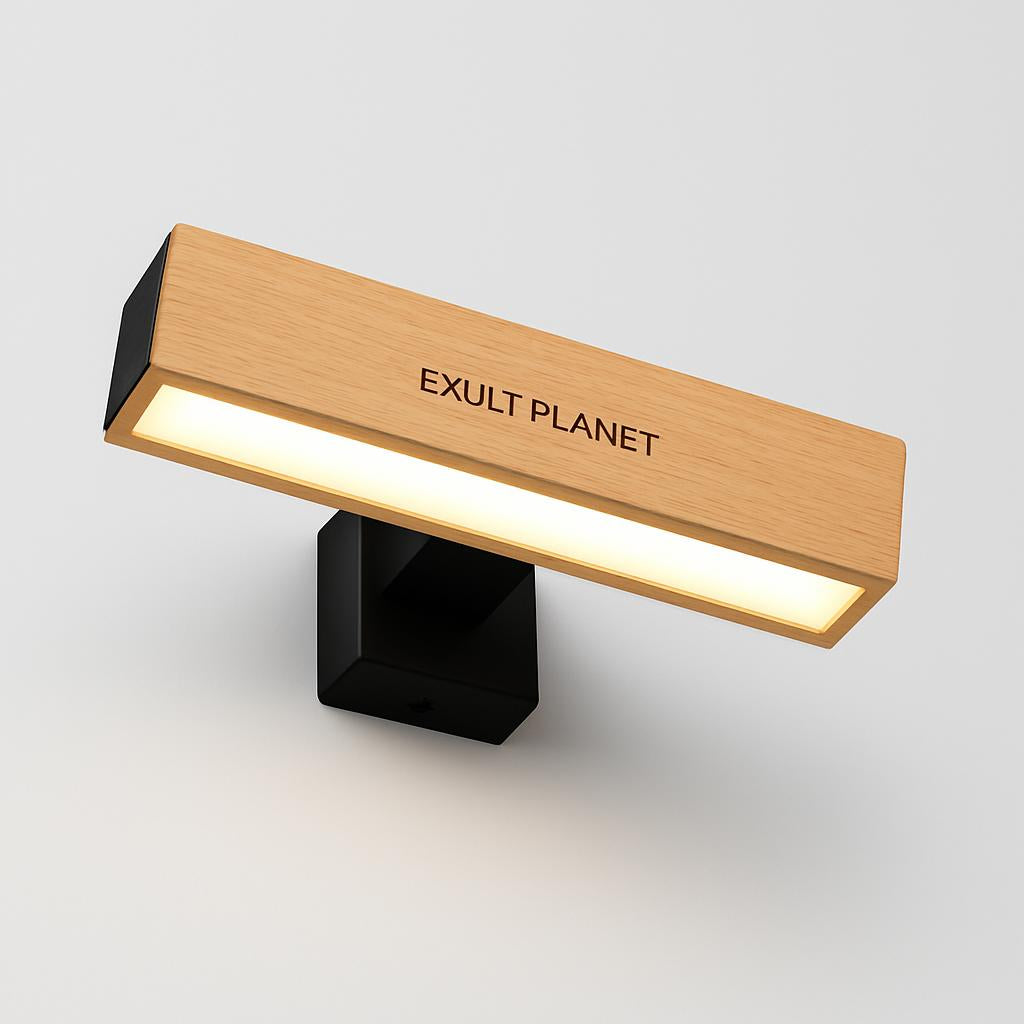 Eco-Friendly Wall-Mounted Light Fixture - Natural Wood & Black Accents