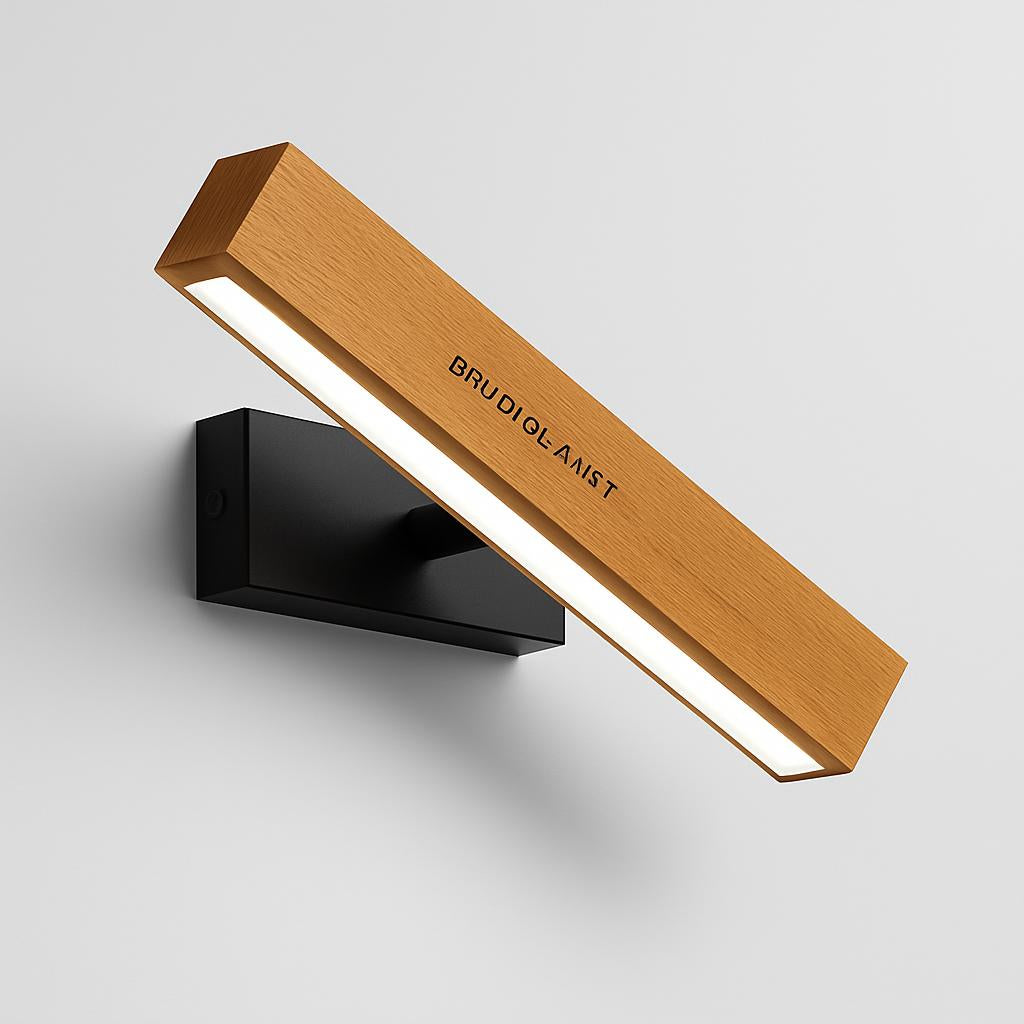 Eco-Friendly Wall-Mounted Light Fixture - Natural Wood & Black Accents