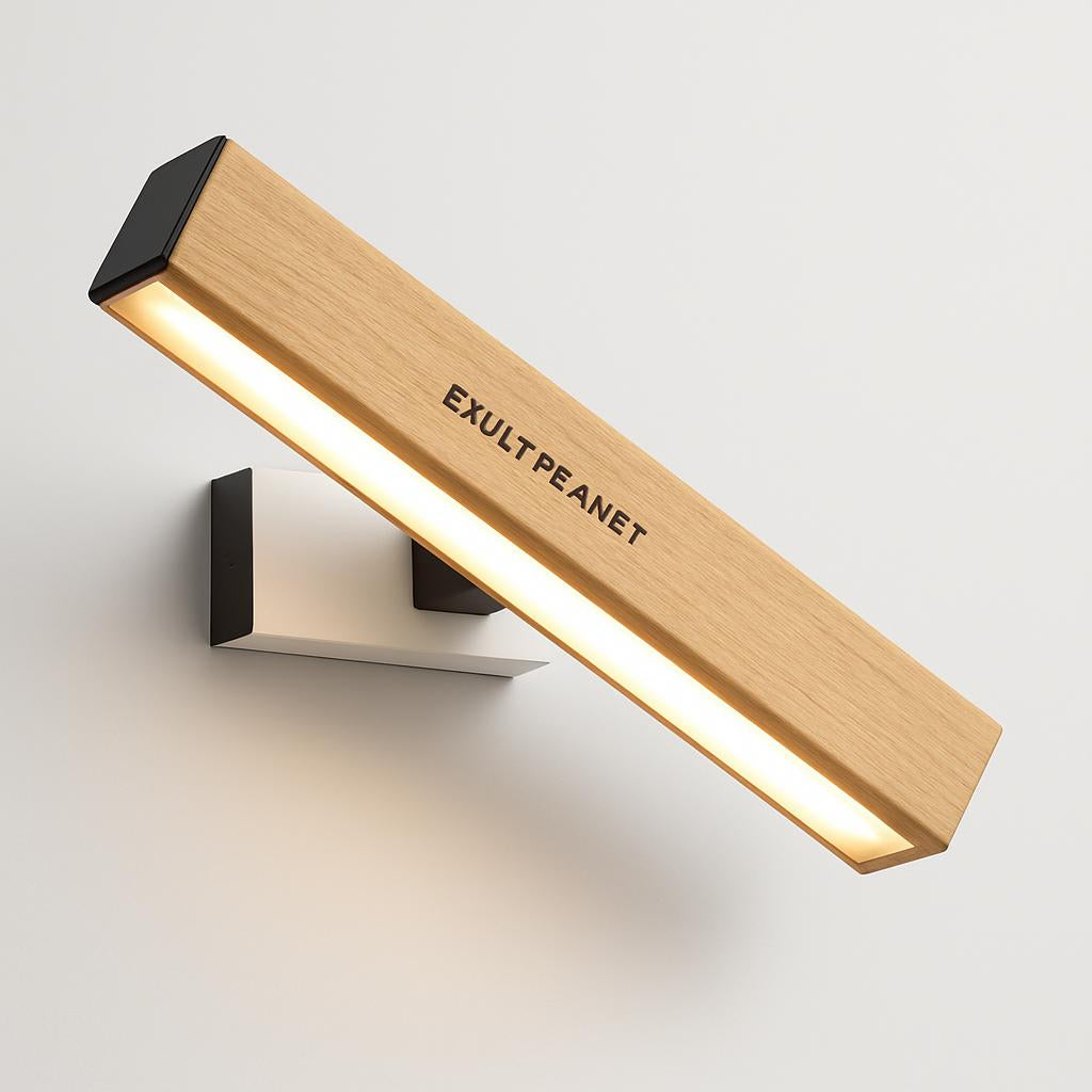 Eco-Friendly Wall-Mounted Light Fixture - Natural Wood & Black Accents