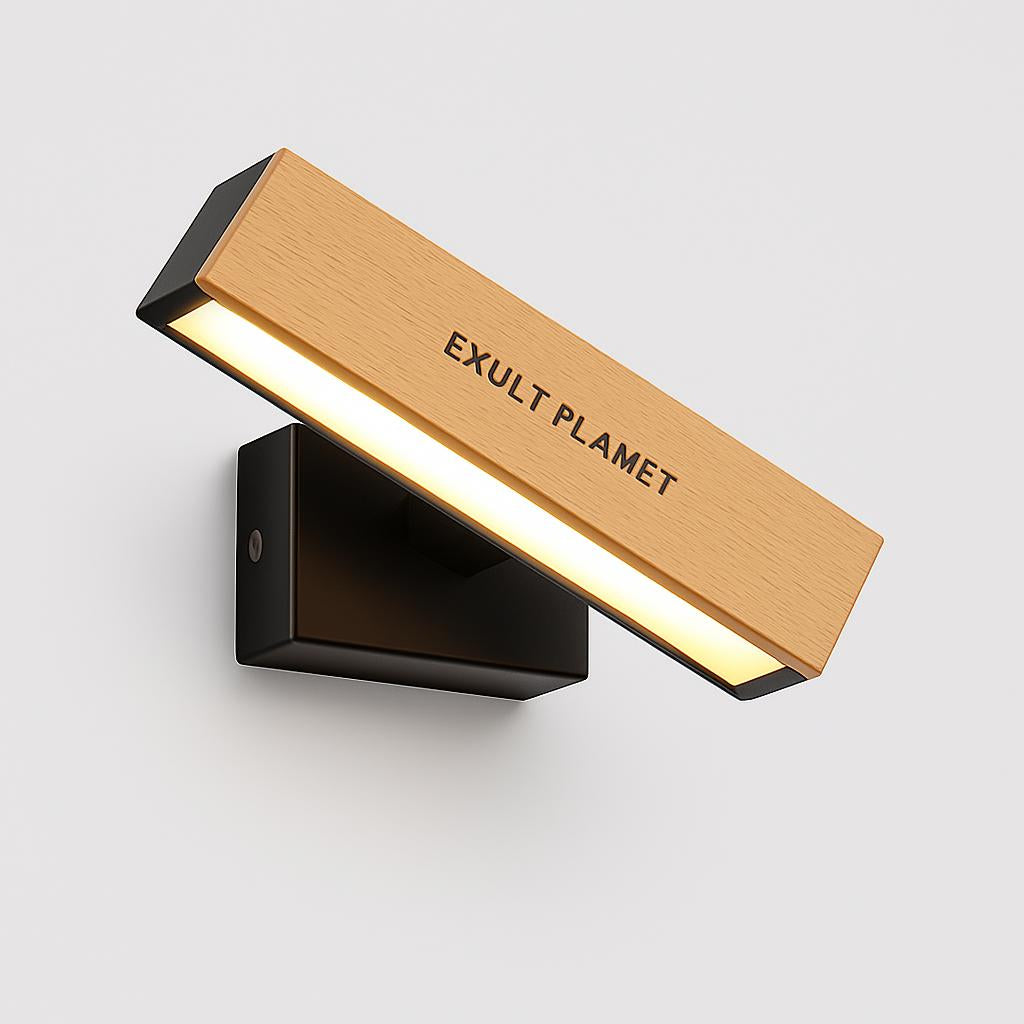 Eco-Friendly Wall-Mounted Light Fixture - Natural Wood & Black Accents