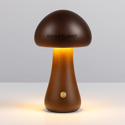 Eco-Friendly Wooden Mushroom Table Lamp