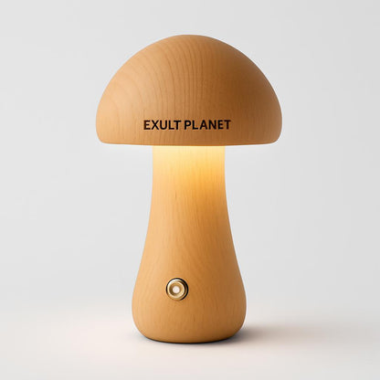 Eco-Friendly Wooden Mushroom Table Lamp