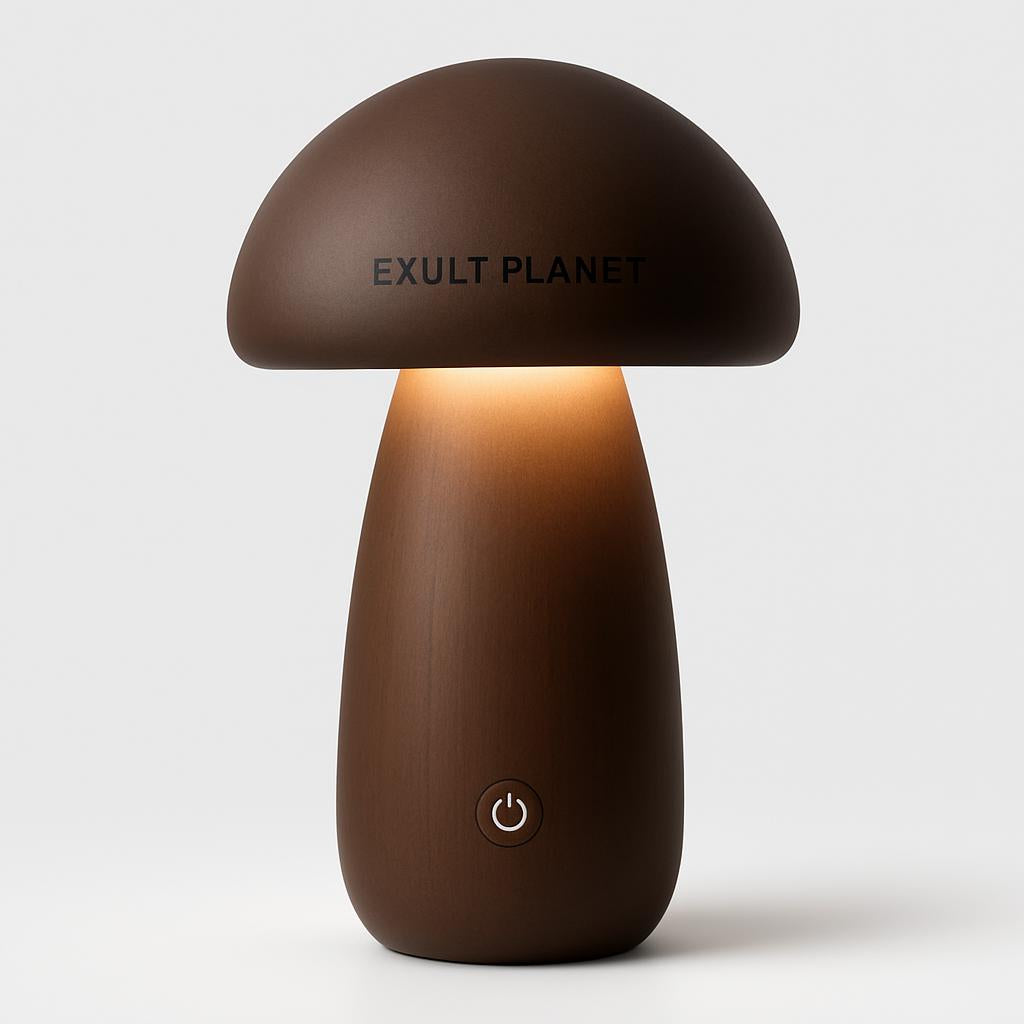 Eco-Friendly Wooden Mushroom Table Lamp