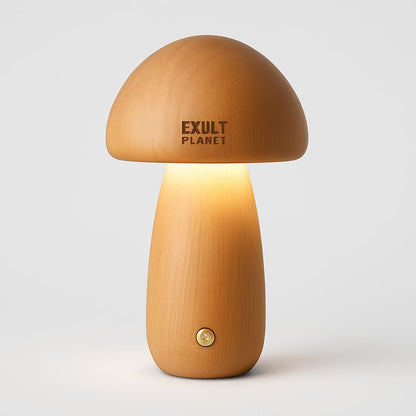 Eco-Friendly Wooden Mushroom Table Lamp