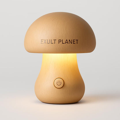 Eco-Friendly Wooden Mushroom Table Lamp