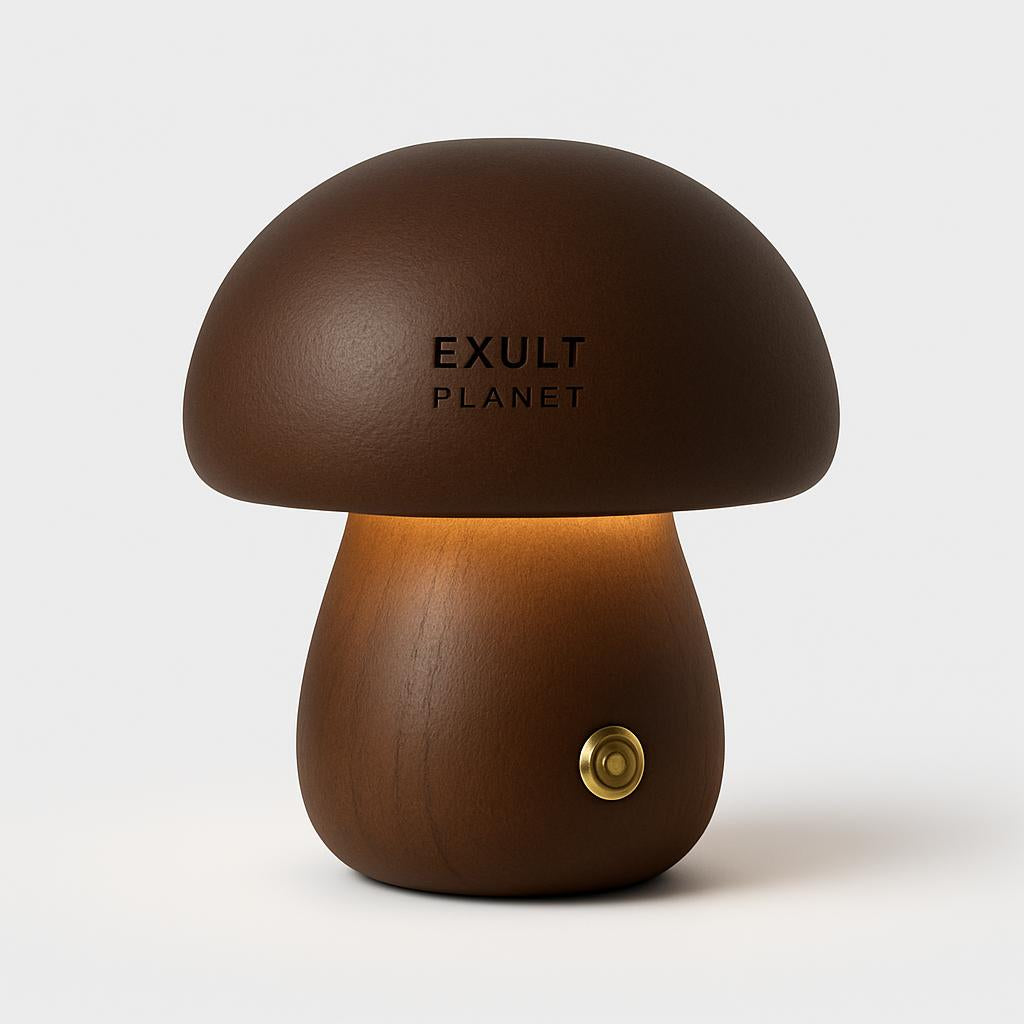 Eco-Friendly Wooden Mushroom Table Lamp